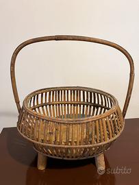 Gramde cesto bambu o vimini anni 60