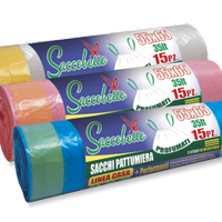 N.6 ROTOLI Sacchi pattumiera c/legacci- F.to 55x65