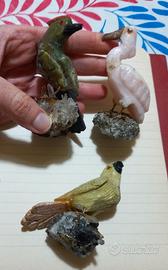 3 Soprammobili Uccellini in pietra dura 