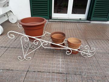 cariola porta vasi in ferro vintage anni '70 '80