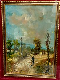 Quadro antico paesaggio firmato Landi originale.
