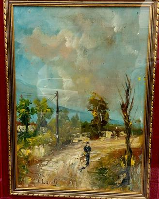 Quadro antico paesaggio firmato Landi originale.