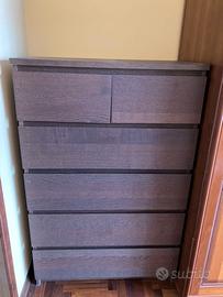 MALM Cassettiera con 6 cassetti, marrone,80x123 cm