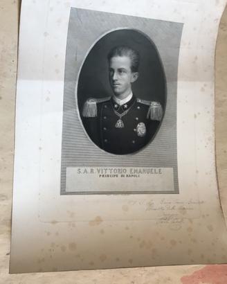 Antica stampa/incisione di Vittorio Emanuele