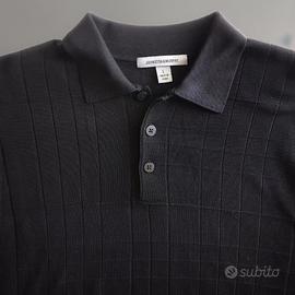 Johnston & Murphy polo manica lunga nera pura seta
