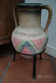 Vaso decorativo, tipo greco,in terracotta, con sup