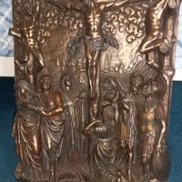 crocifissione - bassorilievo fin bronzo 