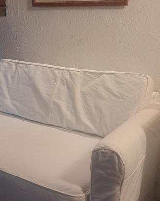 Divano 2 posti doppio rivestimento, bianco e beige