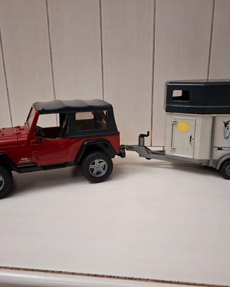 jeep bruder con trasporto cavalli