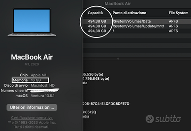 Macbook Air 2020 512GB 16GB GPU upgraded