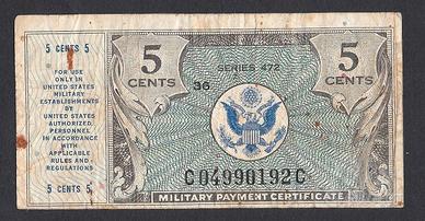 Biglietto da 5 cents M.P.C.-U.S.A. del 1947