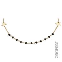 Collana in argento rosato e pietre nere