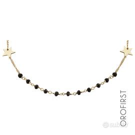 Collana in argento rosato e pietre nere