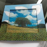 Quadretto  paesaggio toscano con cornice Dipinta