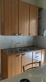 Cucina lineare completa con lavello e pensili