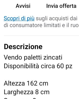 paletti zincati 