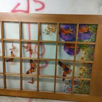 Porta scorrevole legno con disegno fatto a mano