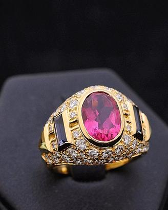 ANELLO CLEO'S ORO DIAMANTI 1.52CT TOPAZIO ROSA 2.5