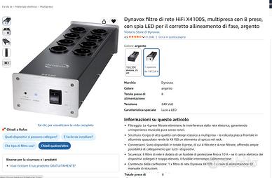 Dynavox filtro di rete antidisturbi HiFi 8 posti
