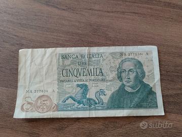 Banconota 5000 lire Colombo. 