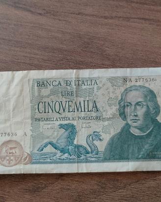 Banconota 5000 lire Colombo. 