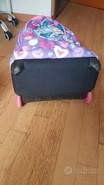 Cartella scuola con ruote e bretelle, bambina