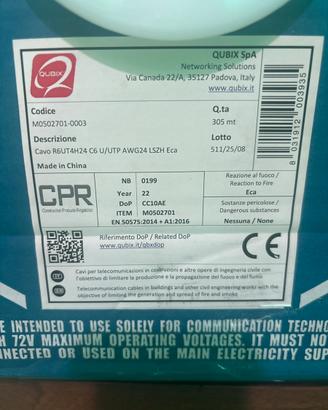 Cavo di rete cat 6 utp