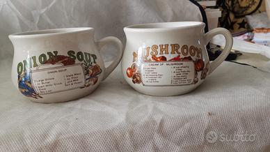 Set di 2 ciotole per zuppa vintage porcellana nuov