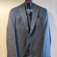 vestito da sposo blu damascato tg 48