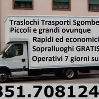 Trasporti Traslochi Sgomberi Smontaggio arredi 7gg