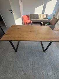 Tavolo Pranzo/Ufficio Rovere Naturale Base Metallo