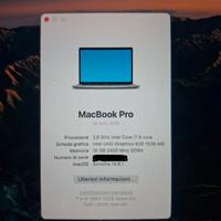 MacBook pro 15 pollici , processore i7  16gb RAM
