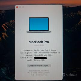 MacBook pro 15 pollici , processore i7  16gb RAM