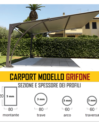 CARPORT MODELLO GRIFONE 4X4 OPPURE 5X5