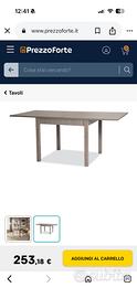 Tavolo allungabile 90/180 cm e 90x90