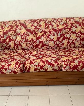 Divano letto legno massello e tessuto floreale