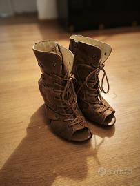 Stivaletti Open-Toe in Vera Pelle