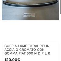 Fiat 500 epoca lame paraurti cromato con gomma