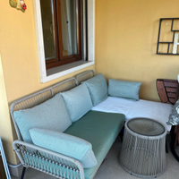 Outsunny set da giardino divano angolare+tavolino