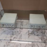 Tavolino salotto in vetro su capitelli corinzi