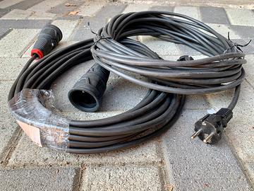 2 PROLUNGHE da 15 metri prese Schuko 3x1,5