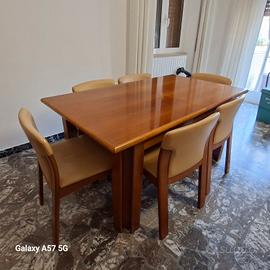 tavolo con 6 sedie, stile mid century Italiano