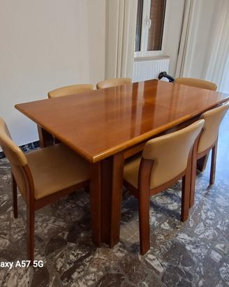 tavolo con 6 sedie, stile mid century Italiano