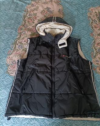 gilet imbottito con cappuccio senza maniche 