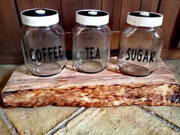 3 barattoli in vetro 