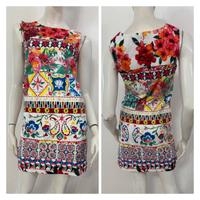 DESIGUAL Vestito abito bianco multicolore fiori