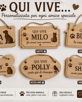 🐾 Targhetta personalizzata "QUI VIVE..." per anim