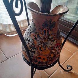 ANTICO LAVABO IN TERRACOTTA - DECORAZIONI FLOREALI