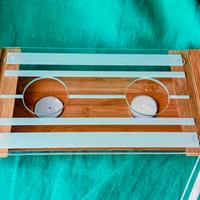 Scalda vivande  vintage  bambù vetro