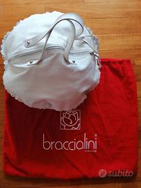 Borsa Braccialini in vera pelle, colore bianco